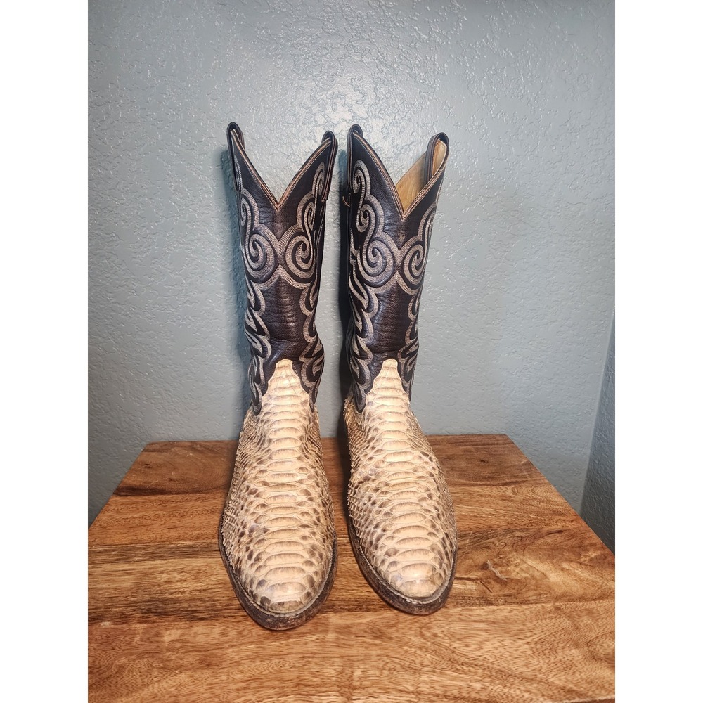 Tony Lama 8114 Men's Size 8.5 Vintage Exotic Python Snake Skin Cowboy Boots
